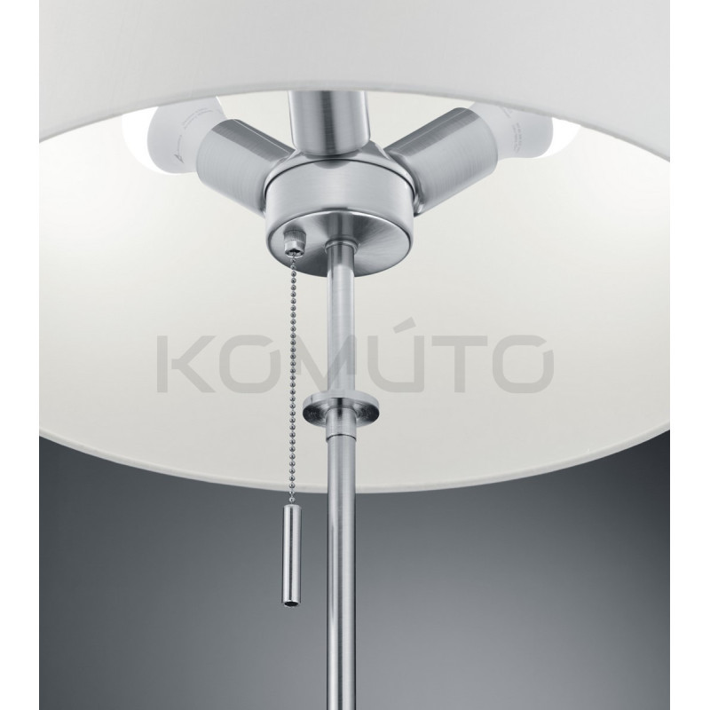 Lampa podłogowa Blanc srebrna z białym kloszem