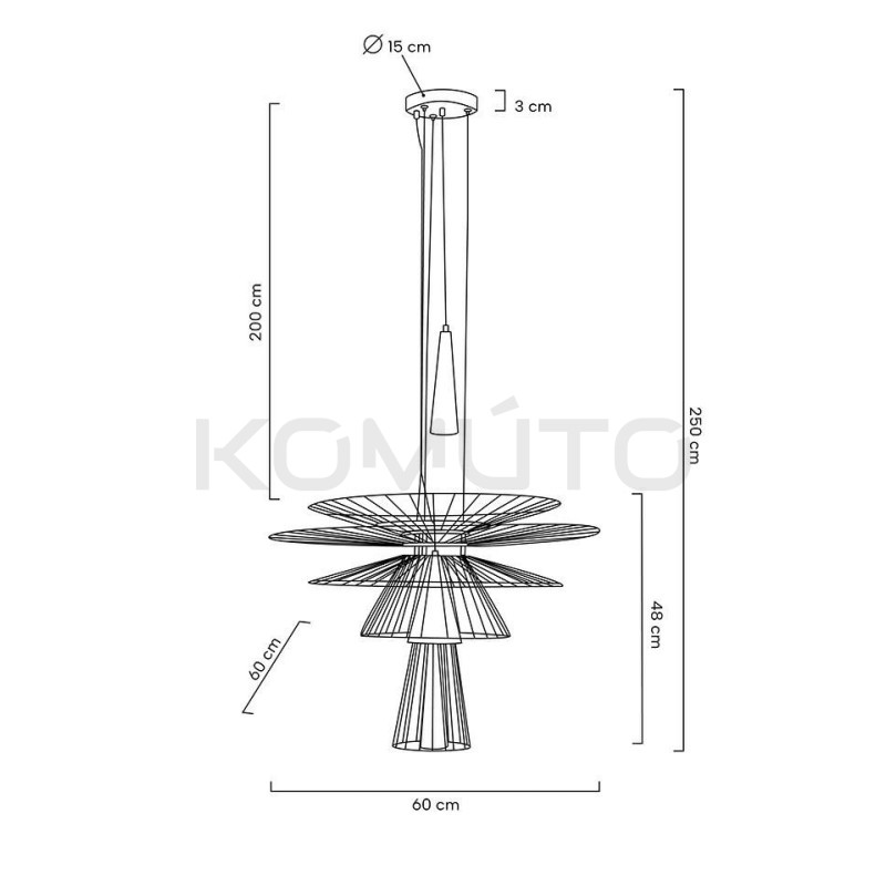 Lampa Wisząca geometryczna SESTO 250 czarna Lampa Wisząca geometryczna SESTO 250 czarna