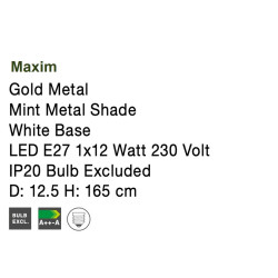 Lampa podłogowa Maxim zielono złota 165