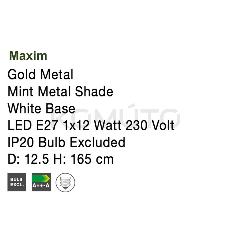 Lampa podłogowa Maxim zielono złota 165