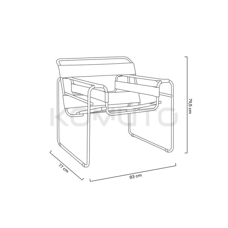 Fotel designerski bauhaus Wassily czarny podstawa z rurek Fotel designerski bauhaus Wassily czarny podstawa z rurek