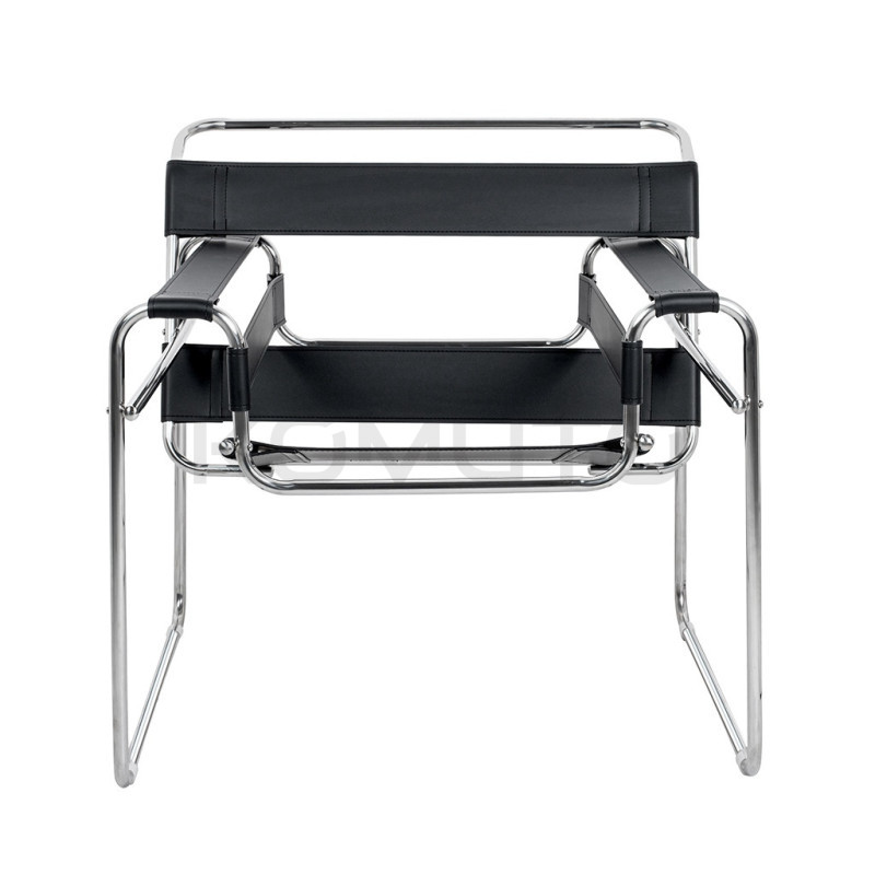 Fotel designerski bauhaus Wassily czarny podstawa z rurek Fotel designerski bauhaus Wassily czarny podstawa z rurek