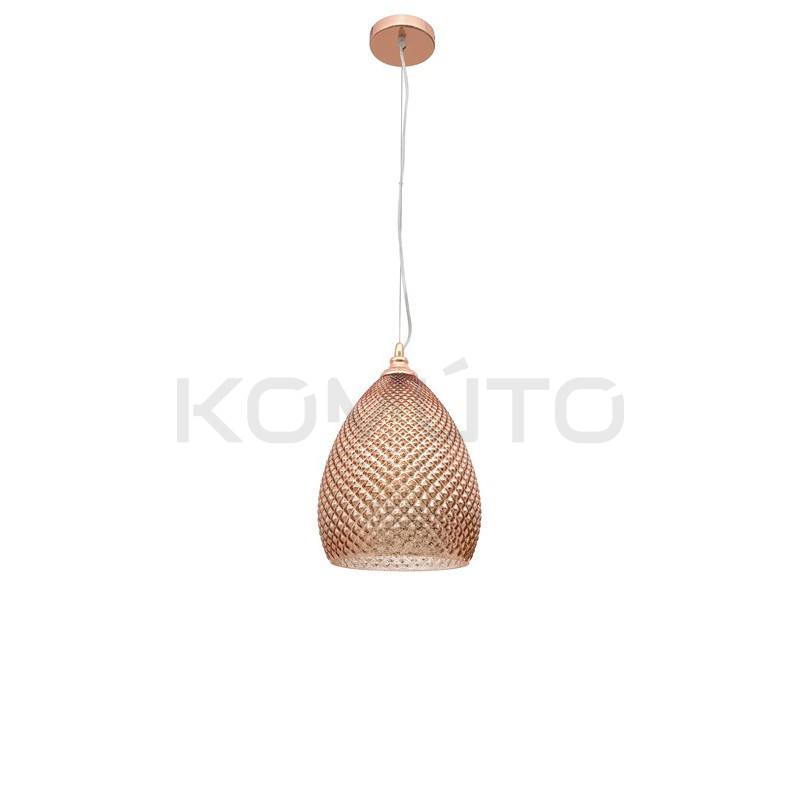 Szklana Lampa wisząca Szyszka 24 różowe złoto