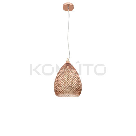 Szklana Lampa wisząca Szyszka 24 różowe złoto