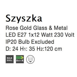 Szklana Lampa wisząca Szyszka 24 różowe złoto Szklana Lampa wisząca Szyszka 24 różowe złoto