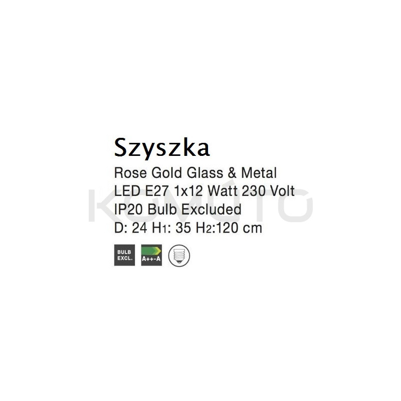 Szklana Lampa wisząca Szyszka 24 różowe złoto Szklana Lampa wisząca Szyszka 24 różowe złoto