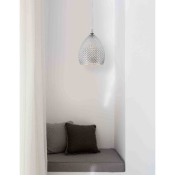 Szklana Lampa wisząca Szyszka 24 srebrna Szklana Lampa wisząca Szyszka 24 srebrna