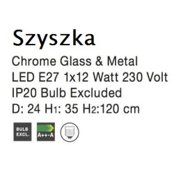 Szklana Lampa wisząca Szyszka 24 srebrna Szklana Lampa wisząca Szyszka 24 srebrna