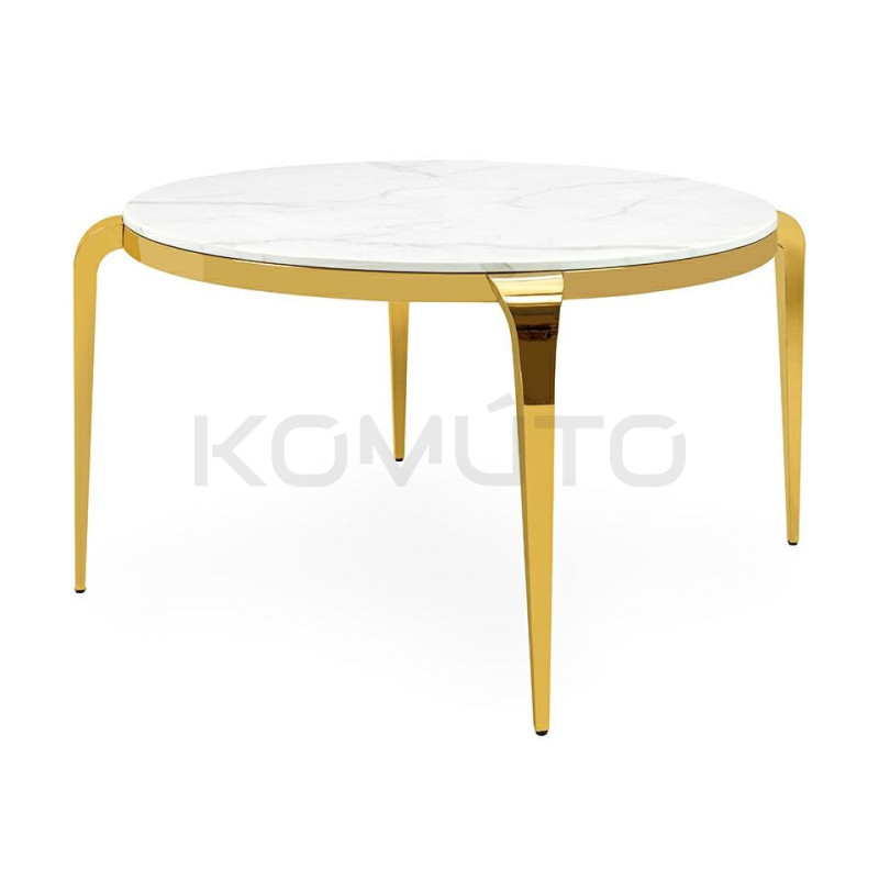 Okrągły stół glamour Maison blat konglomeratu dla 6 osób