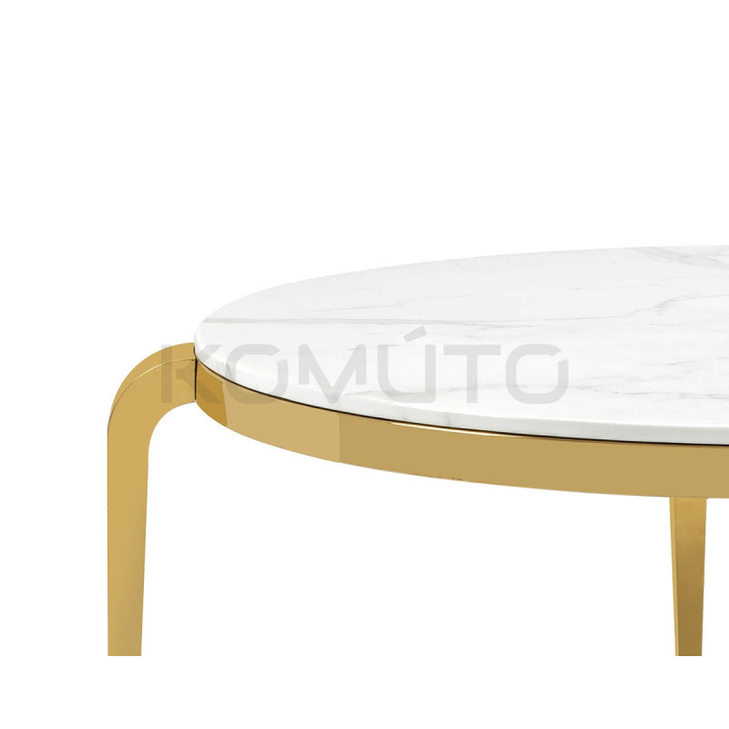 Okrągły stół glamour Maison blat konglomeratu dla 6 osób