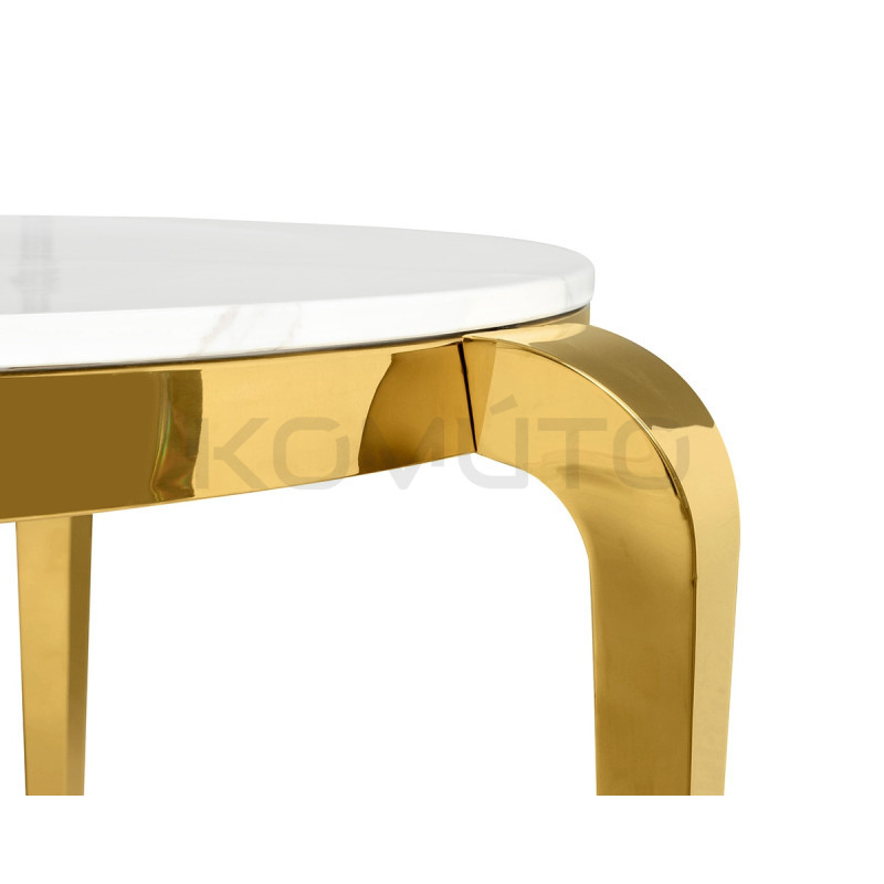 Okrągły stół glamour Maison blat konglomeratu dla 6 osób