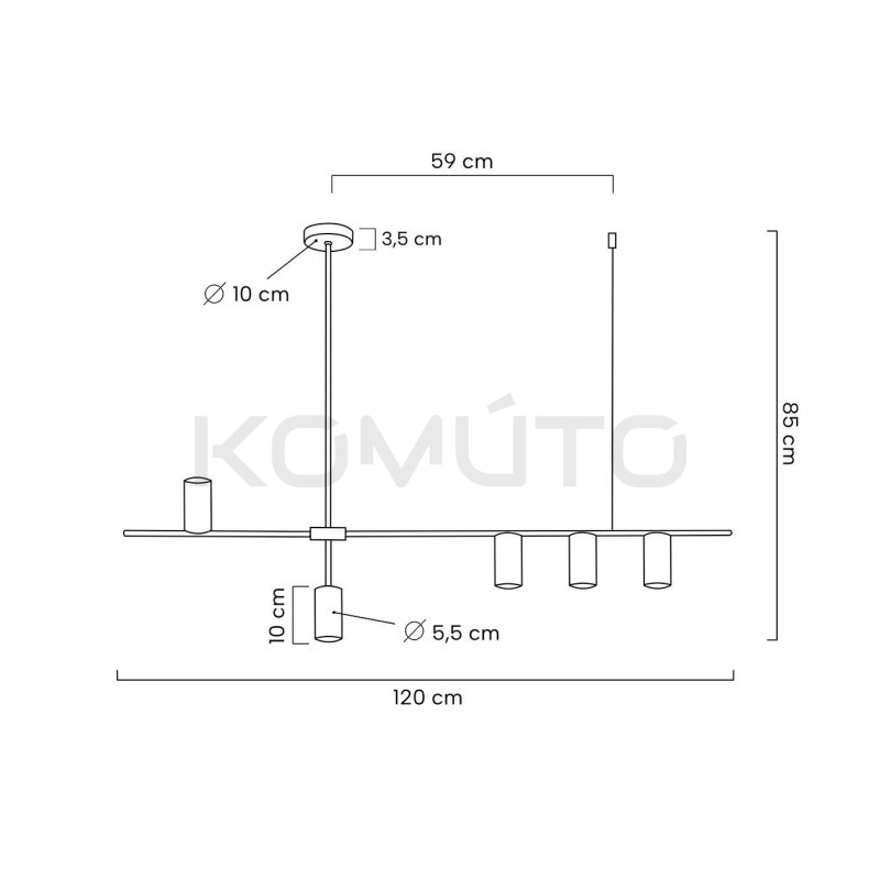 Lampa wisząca pozioma MODERNO 120 czarna nad wyspę Lampa wisząca pozioma MODERNO 120 czarna nad wyspę