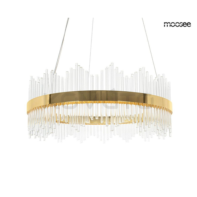 Lampa wisząca glamour Florens 80 złota kryształowe pałeczki