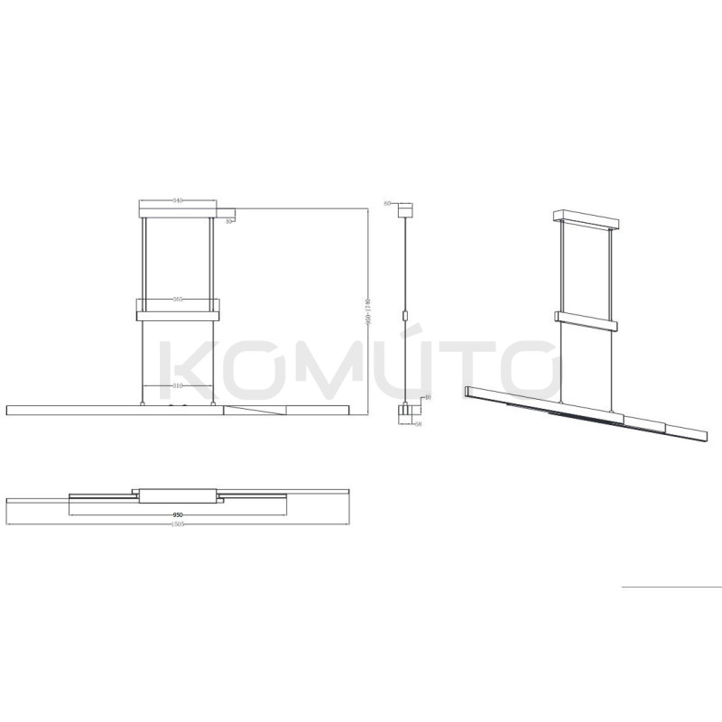 Lampa wisząca Pozioma Bruno czarna mat Led Lampa wisząca Pozioma Bruno czarna mat Led