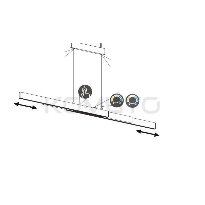 Lampa wisząca Pozioma Bruno srebrny nikiel Led Lampa wisząca Pozioma Bruno srebrny nikiel Led