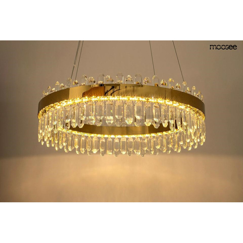 Kryształowa lampa wisząca glamour AMIRA 80 złota