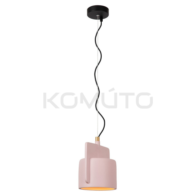 Betonowa lampa wisząca Bat różowa loft boho