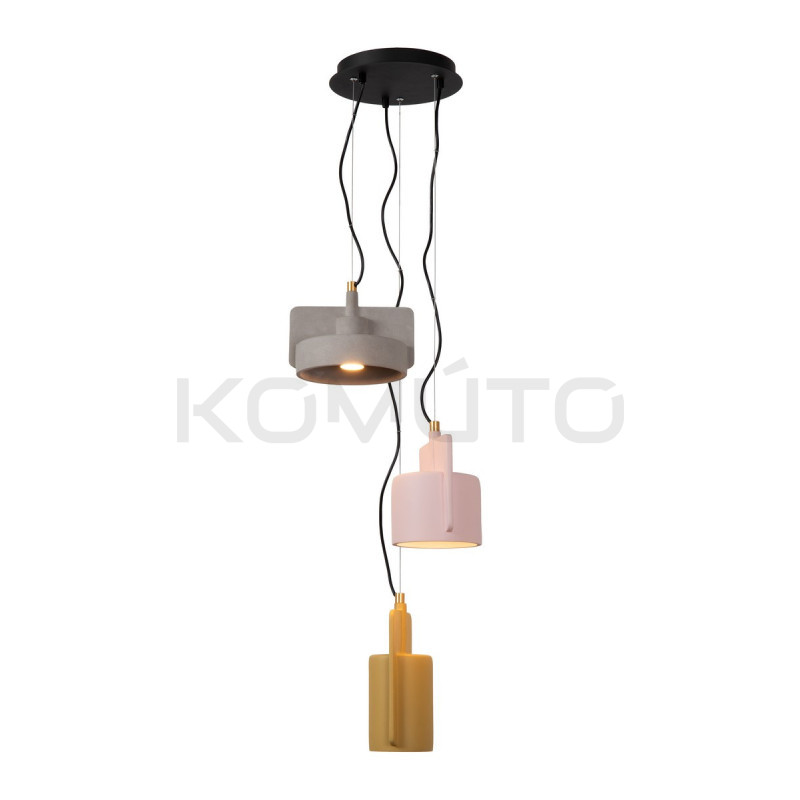 Betonowa lampa wisząca Bat potrójna kolorowa rustykalna