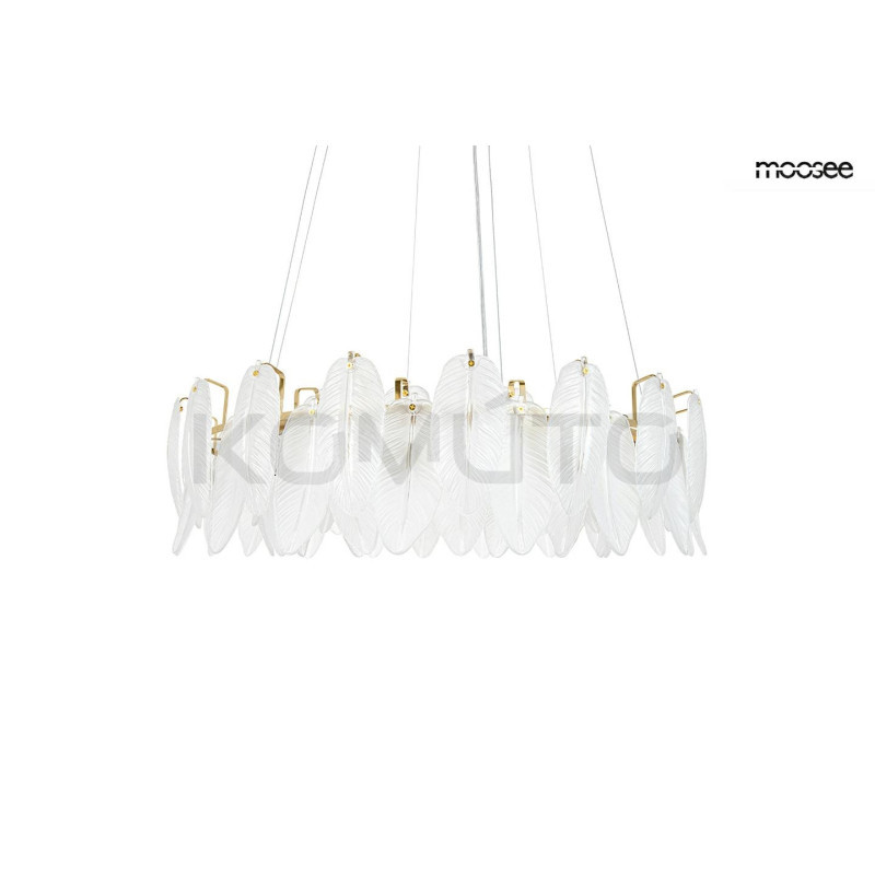 Lampa wisząca glamour ROCH 60 złota białe liście