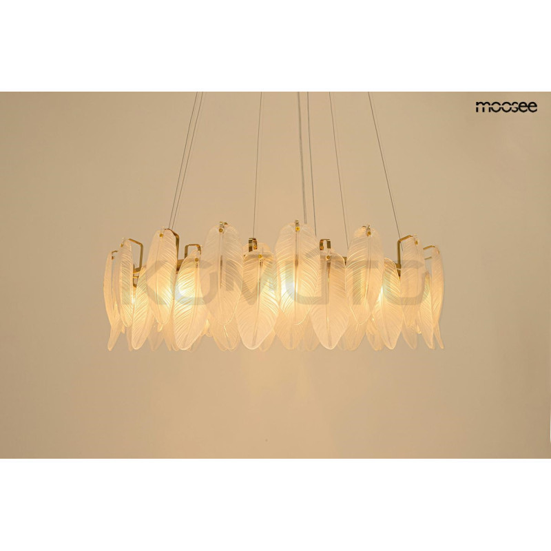 Lampa wisząca glamour ROCH 60 złota białe liście Lampa wisząca glamour ROCH 60 złota białe liście