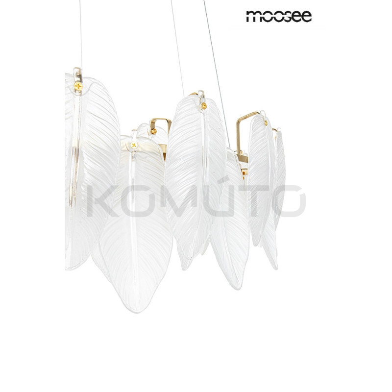 Lampa wisząca glamour ROCH 80 złota białe liście