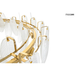 Lampa wisząca glamour ROCH 80 złota białe liście