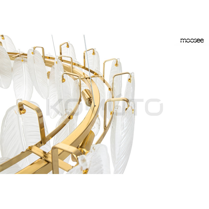 Lampa wisząca glamour ROCH 80 złota białe liście