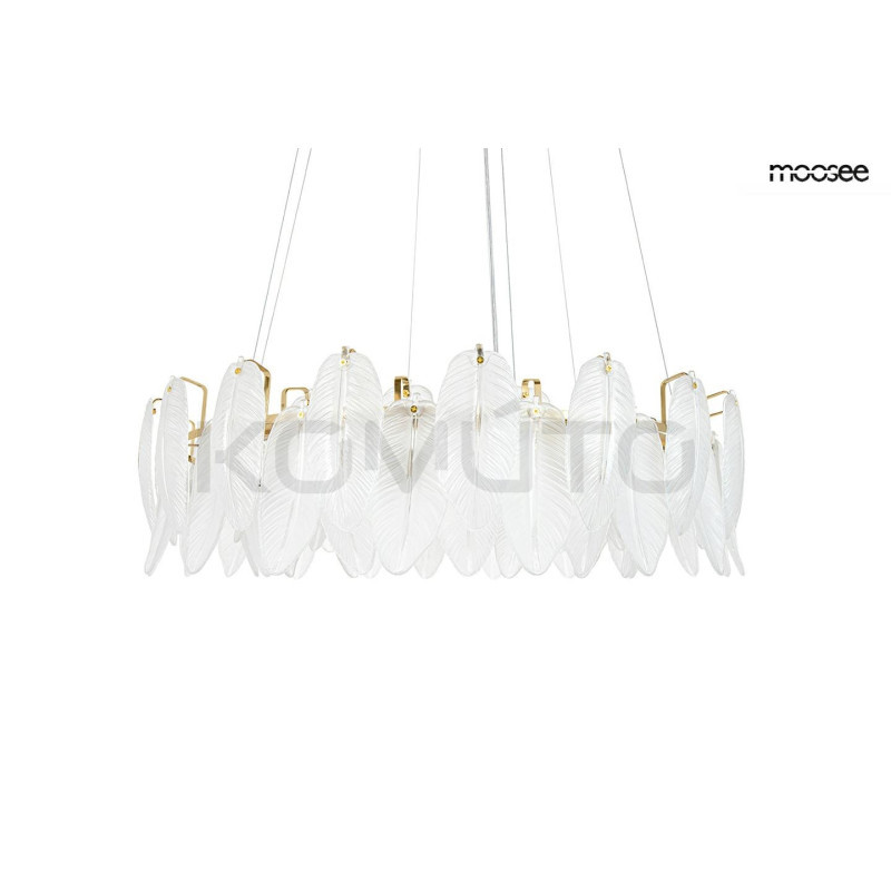 Lampa wisząca glamour ROCH 80 złota białe liście