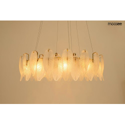 Lampa wisząca glamour ROCH 80 złota białe liście
