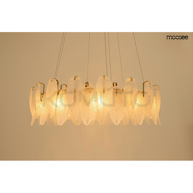 Lampa wisząca glamour ROCH 80 złota białe liście