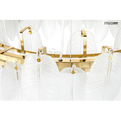 Lampa wisząca glamour ROCH 100 złota z mleczno białymi liśćmi