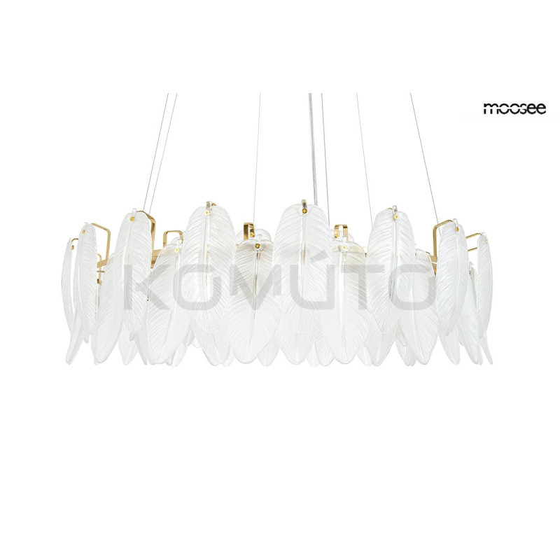 Lampa wisząca glamour ROCH 100 złota z mleczno białymi liśćmi
