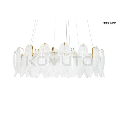 Lampa wisząca glamour ROCH 100 złota z mleczno białymi liśćmi