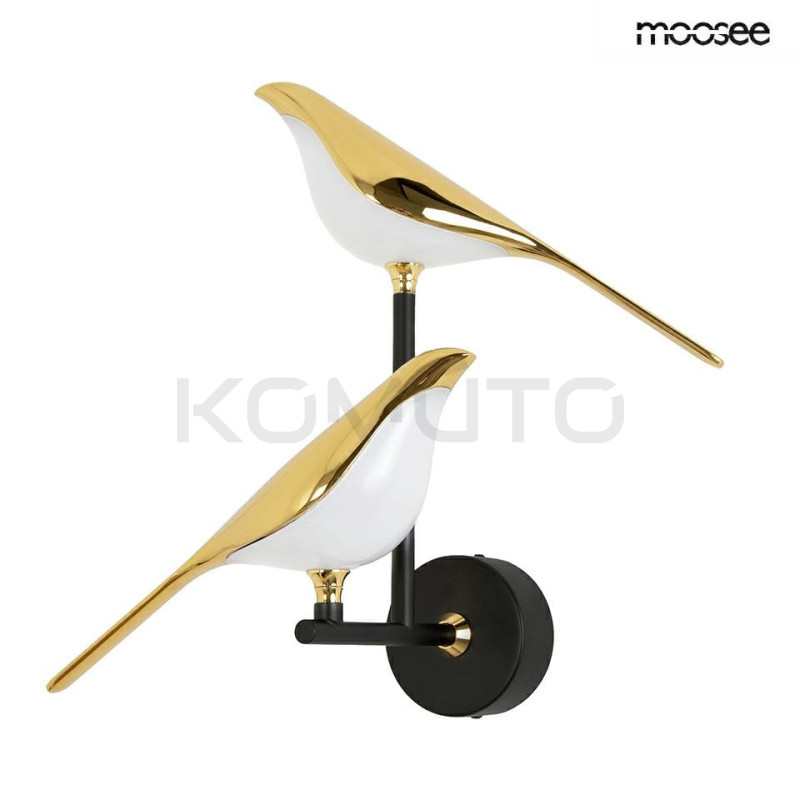 Kinkiet glamour BIRD Twin ptaszek złoty w styl glamour