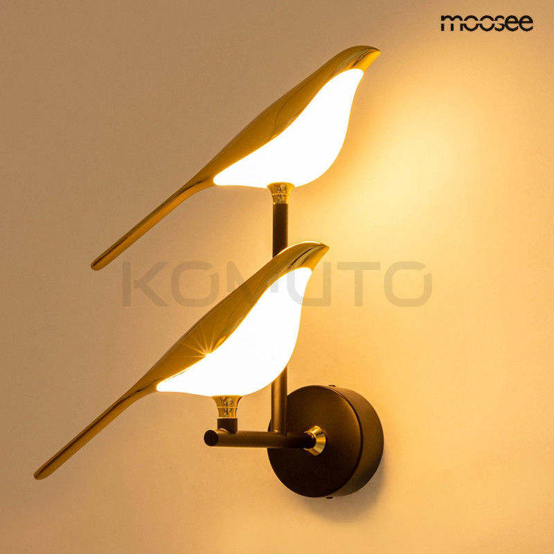 Kinkiet glamour BIRD Twin ptaszek złoty w styl glamour