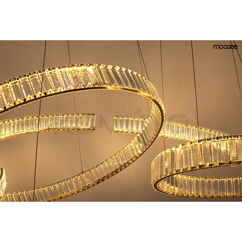 Lampa wisząca glamour 320 cm LIBERTY LINE 8 złota kryształowa