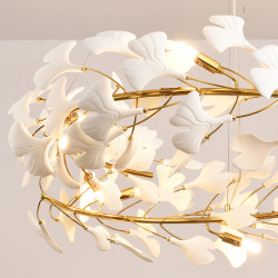 Lampa BOTANIKA 80 ozdobna z białych liści ginkgo miłorząb Lampa BOTANIKA 80 ozdobna z białych liści ginkgo miłorząb