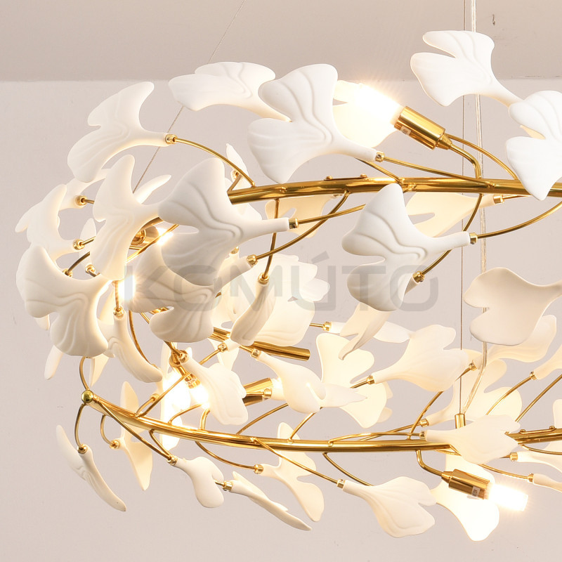 Lampa BOTANIKA 80 ozdobna z białych liści ginkgo miłorząb Lampa BOTANIKA 80 ozdobna z białych liści ginkgo miłorząb