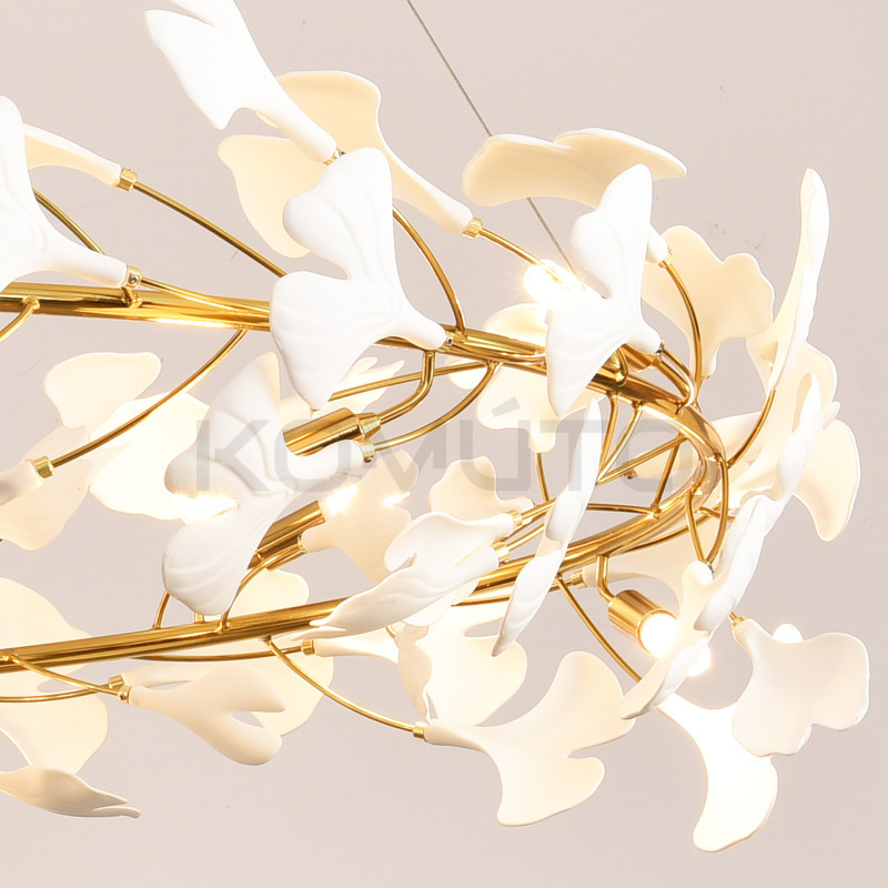 Lampa BOTANIKA 80 ozdobna z białych liści ginkgo miłorząb Lampa BOTANIKA 80 ozdobna z białych liści ginkgo miłorząb