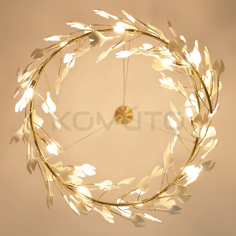 Lampa BOTANIKA 80 ozdobna z białych liści ginkgo miłorząb Lampa BOTANIKA 80 ozdobna z białych liści ginkgo miłorząb