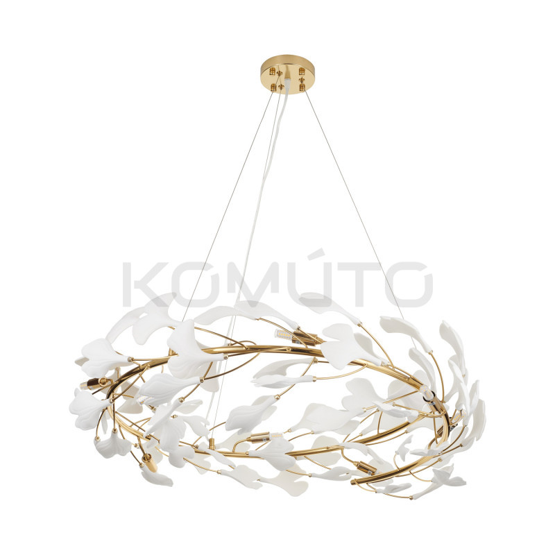 Lampa BOTANIKA 80 ozdobna z białych liści ginkgo miłorząb