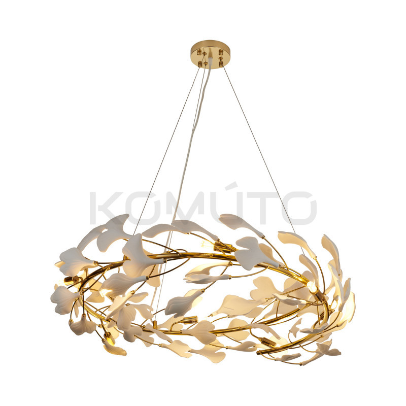 Lampa BOTANIKA 80 ozdobna z białych liści ginkgo miłorząb Lampa BOTANIKA 80 ozdobna z białych liści ginkgo miłorząb