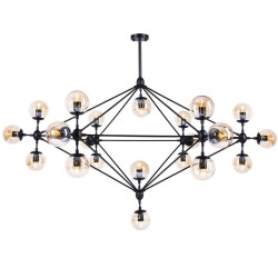 Lampa ASTRIFERO czarna 21 kloszy z  bursztynowego szkła Lampa ASTRIFERO czarna 21 kloszy z  bursztynowego szkła