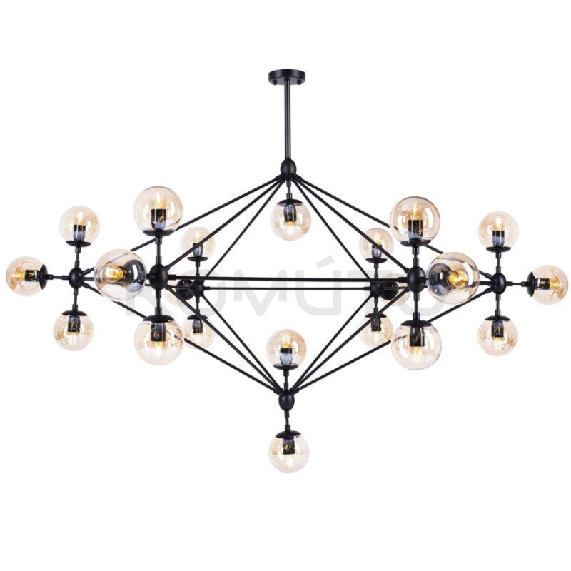 Lampa ASTRIFERO czarna 21 kloszy z  bursztynowego szkła Lampa ASTRIFERO czarna 21 kloszy z  bursztynowego szkła