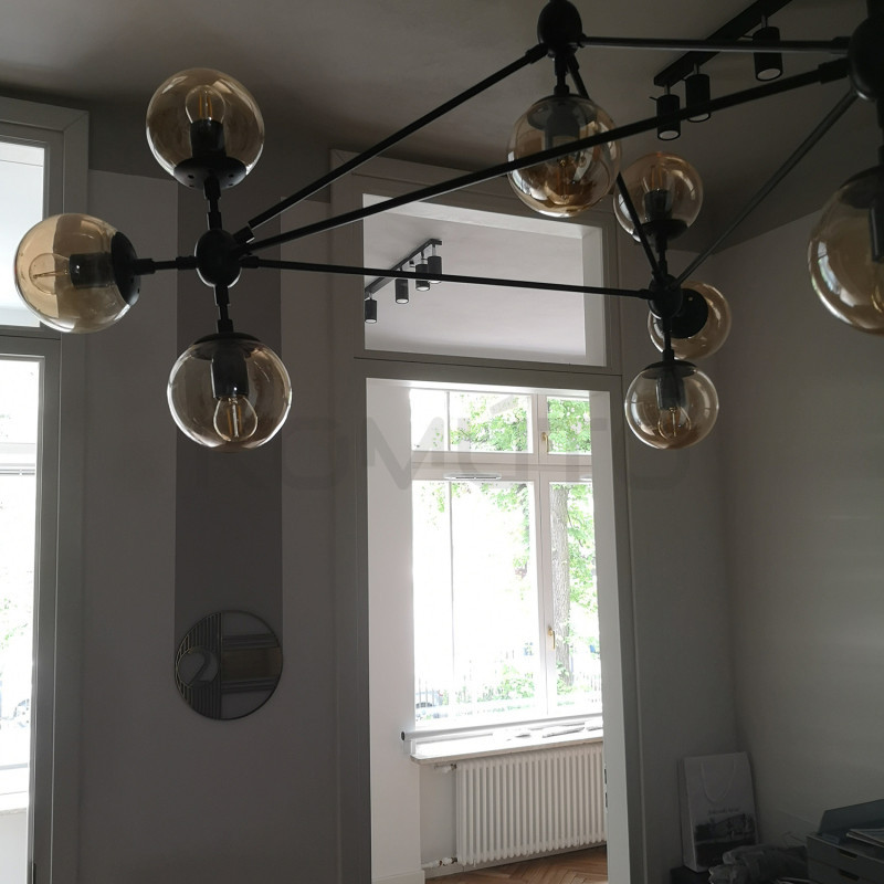 Lampa ASTRIFERO czarna 21 kloszy z  bursztynowego szkła Lampa ASTRIFERO czarna 21 kloszy z  bursztynowego szkła