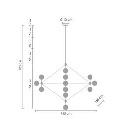 Lampa ASTRIFERO czarna 21 kloszy z  bursztynowego szkła Lampa ASTRIFERO czarna 21 kloszy z  bursztynowego szkła