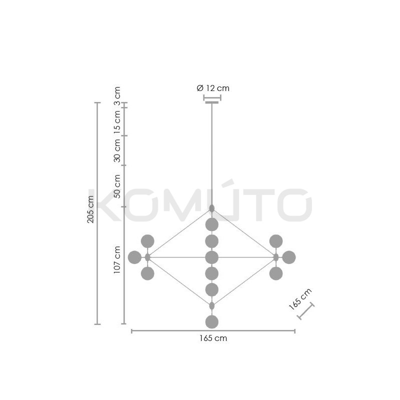 Lampa ASTRIFERO czarna 21 kloszy z  bursztynowego szkła Lampa ASTRIFERO czarna 21 kloszy z  bursztynowego szkła