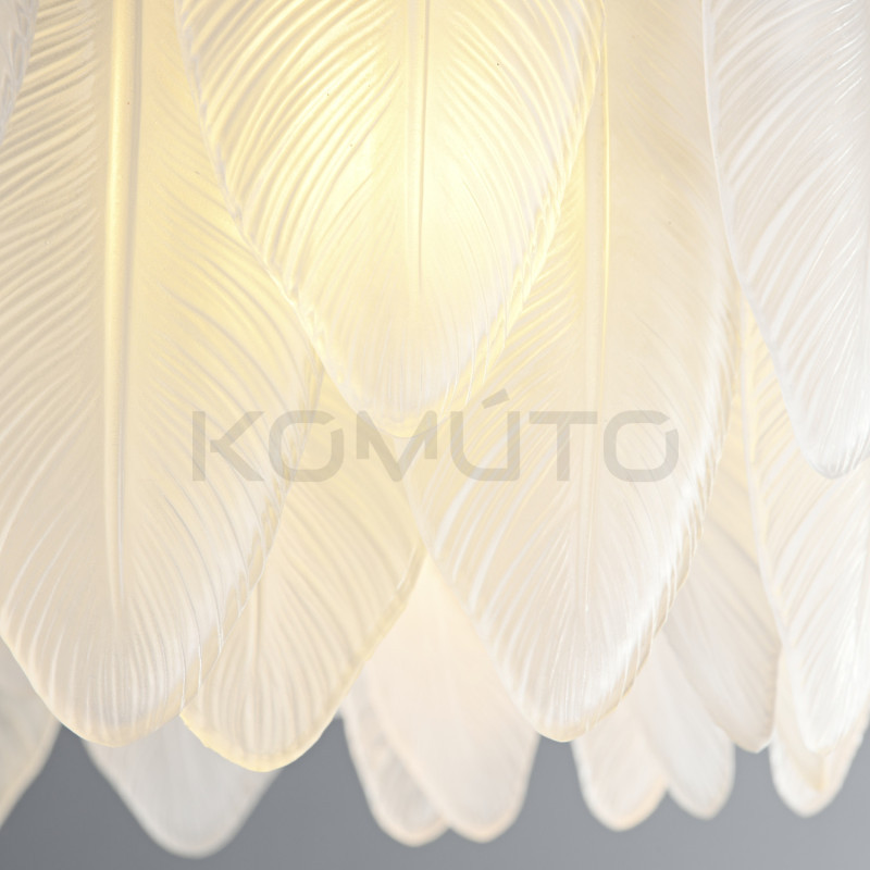 Lampa wisząca PIUMA LONG 100 podłużna białe pióra