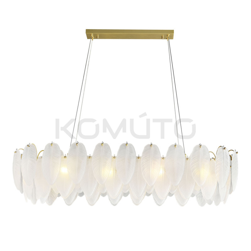 Lampa wisząca PIUMA LONG 100 podłużna białe pióra