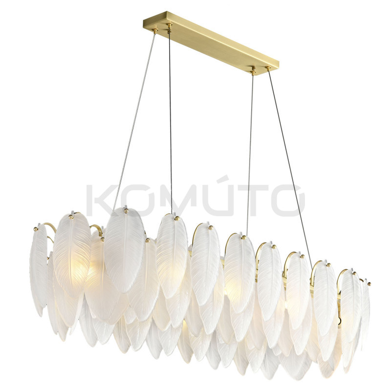 Lampa wisząca PIUMA LONG 100 podłużna białe pióra